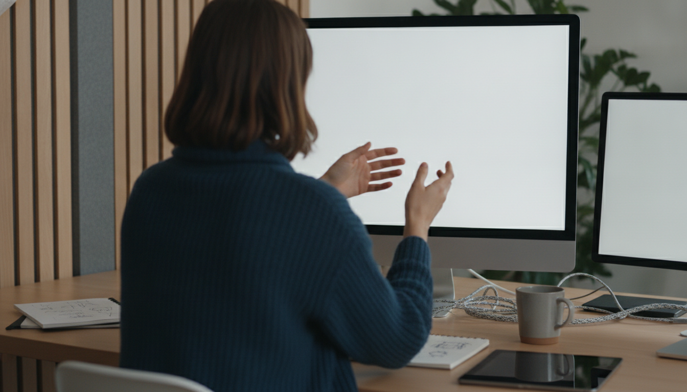 A creative workspace with web designers collaborating, bright lighting, modern design elements