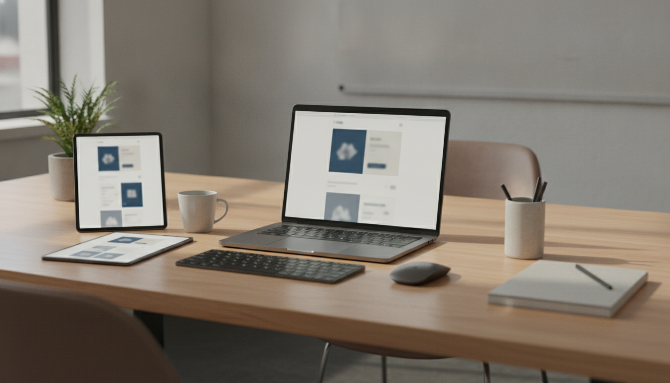 A modern website design with clean lines, responsive layout, and intuitive navigation, professional photography style