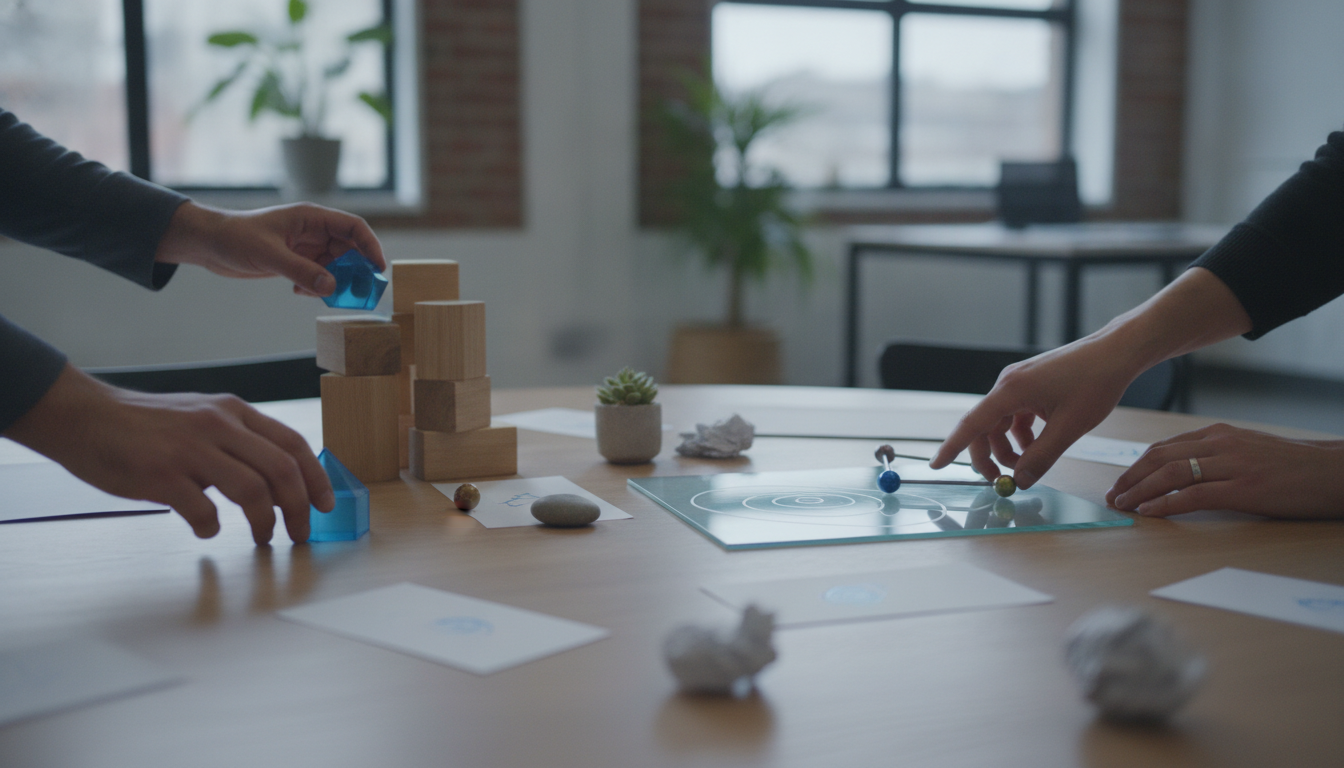 People brainstorming ideas in a creative workspace, diverse team, modern office setting