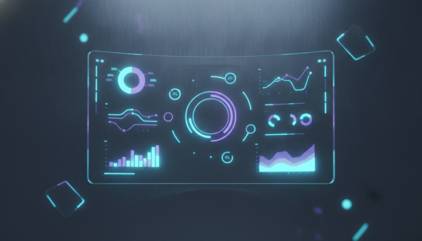 A digital dashboard displaying social media analytics, high-tech and futuristic design