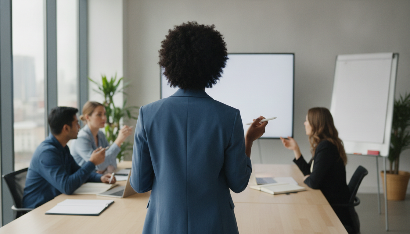 A group of diverse professionals working together on a digital marketing strategy, bright office setting, natural light