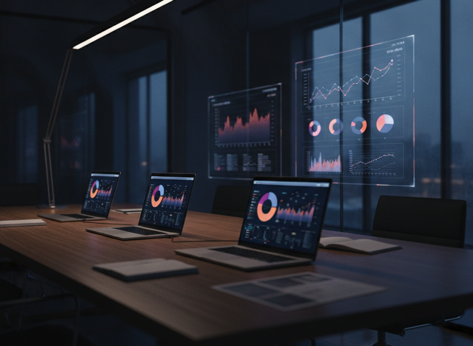 problemas de indexação — A team of professionals in a modern office, analyzing website data on laptops, well-lit environment, digital marketing theme